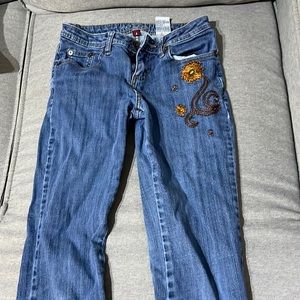 Wide leg jeans with design, thrifted